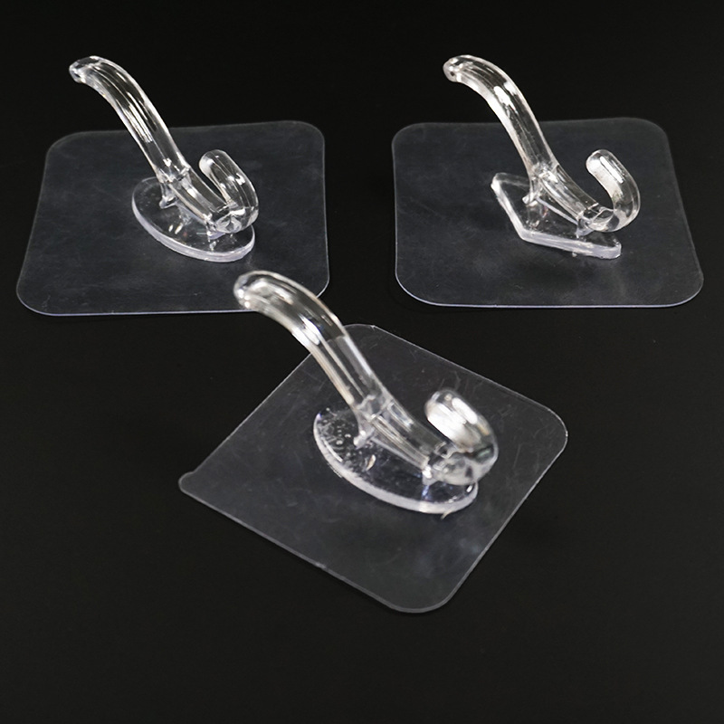Strong Transparent Seamless Coat and Cap Crystal Hook Punch-free Kitchen Toilet Bathroom Door Rear Waterproof Adhesive Hook Cross-Border