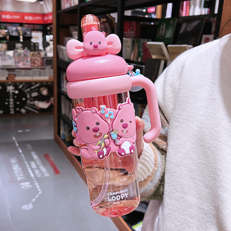 Zan Meng Lu Bi Bo Bo Ice King Cup Girl High Beauty Straw Cup Student Large Capacity Cute Portable Plastic Water Cup 