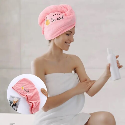 Cross-border coral velvet dry hair hat for women with embroidery triangular bath cap, thick absorbent home headscarf dry hair towel on Temu