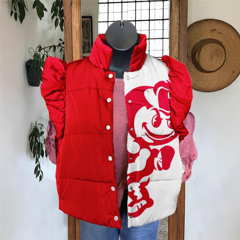 2024 Cross-border Autumn and Winter Women's Street Fashion Vest Stacked Collar Warm Top Single-row Multi-button Jacket for Women