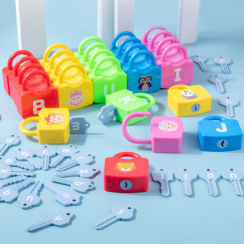 Children's unlocking toys Montessori early education puzzle baby number letter matching baby key lock kindergarten teaching aids