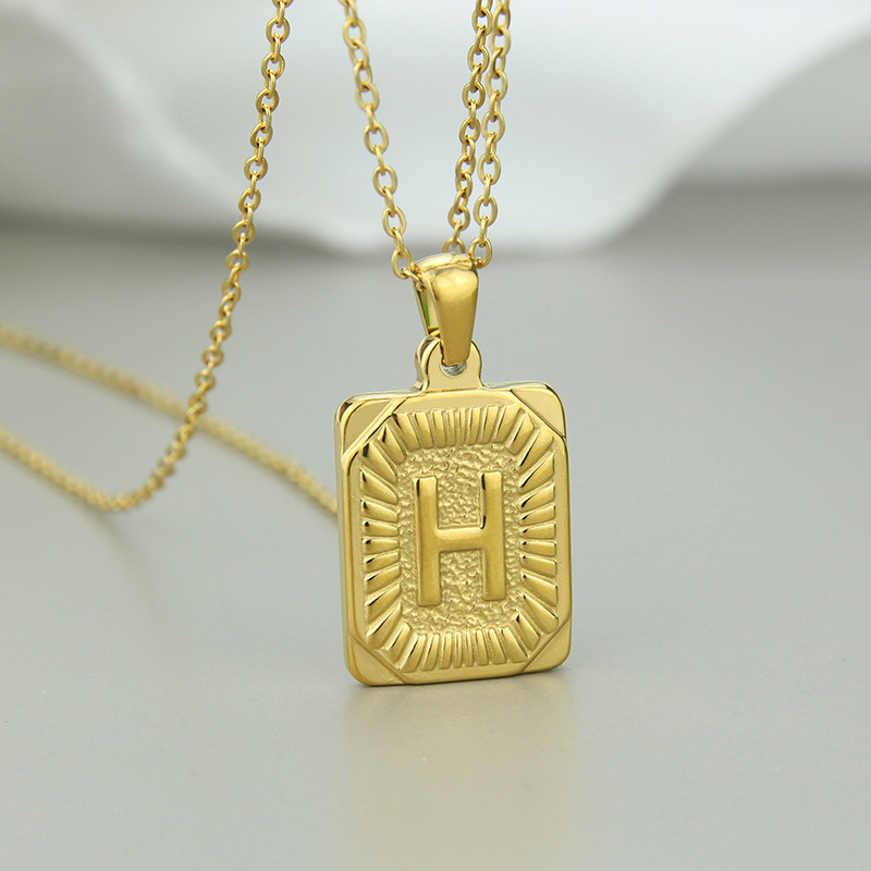 1 Piece Simple Style Letter Titanium Steel Plating Metal Pendant Necklace_colorza_3