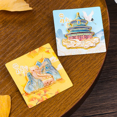 北京旅遊紀念品金屬胸針徽章故宮鳥巢清華園天壇長城旅遊景點禮物