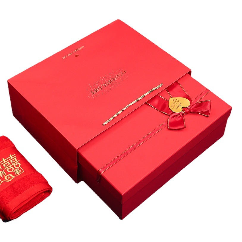 Spot caja de regalo roja caja de regalo festiva caja de regalo de lazo caja de regalo cubierta del cielo y la tierra caja vacía fabricante al por mayor