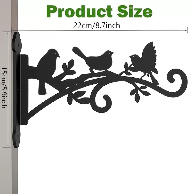 美学の壁の植物のフックの屋内および屋外-金属の掛かる植物のブラケットのベルトの美しい鳥の図