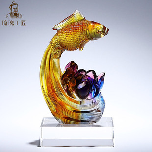 Glass Fish Ornaments, Crafts for Prosperity Every Year, New Home Moving Gifts, Living Room Entrance Hall Home Decoration, High-End Gifts