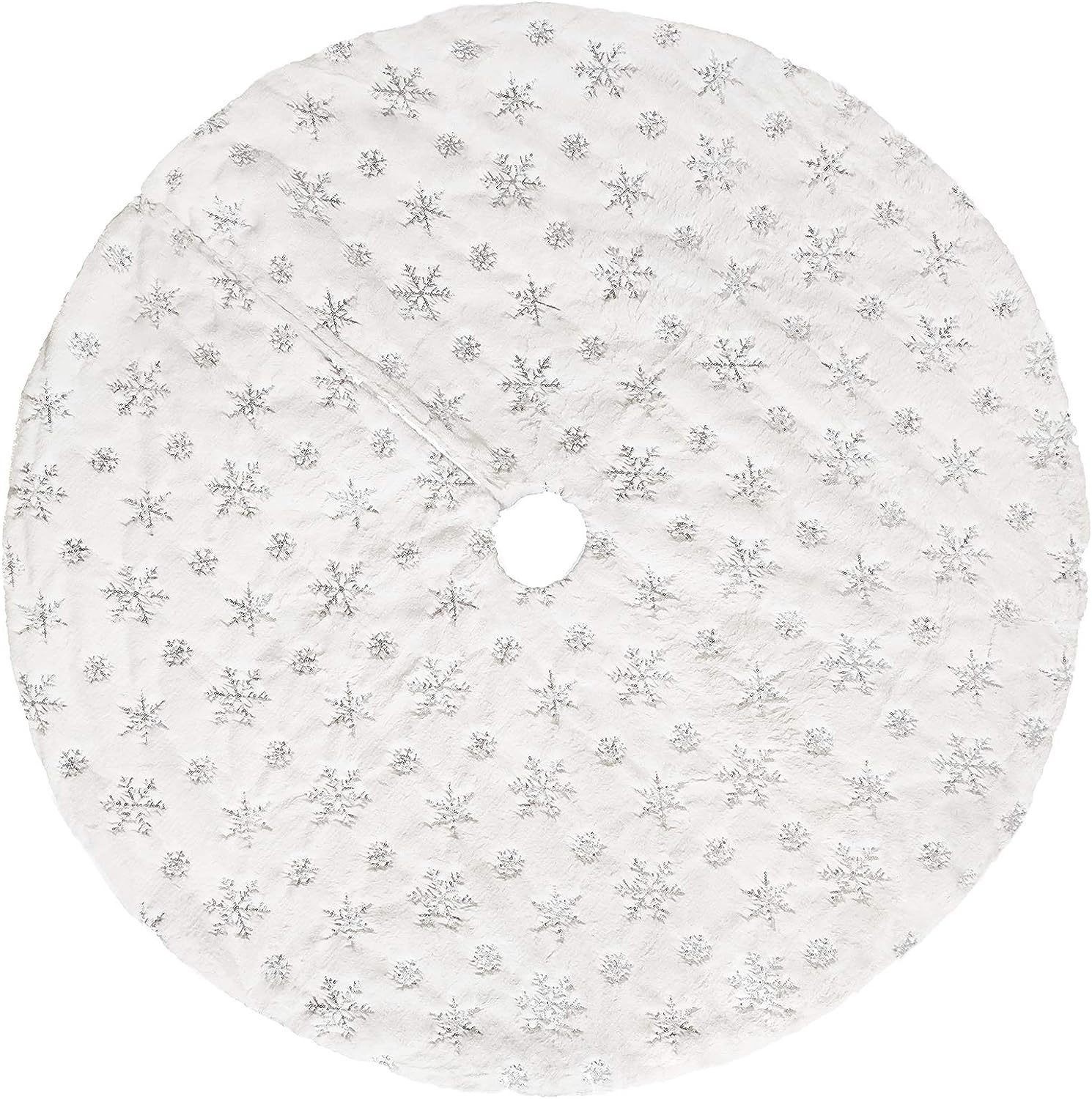 흰색 털실 트리 장식 은색 눈꽃