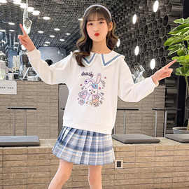 女童套装裙春装儿童新款小学生洋气网红百搭童装女孩学院风两件套