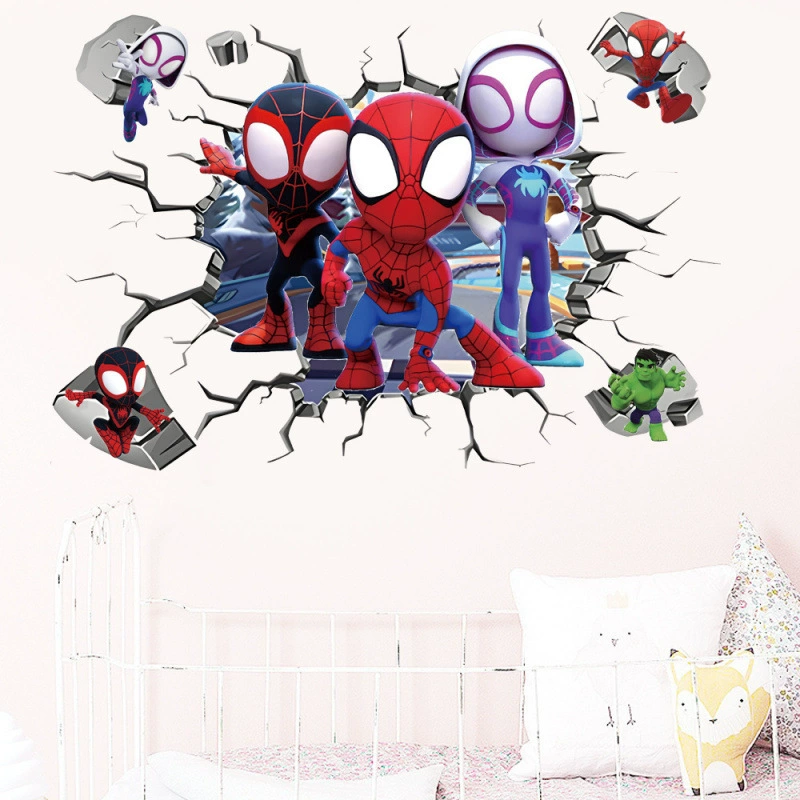 Мстители детская комната мультяшные анимационные наклейки ПВХ самоклеящиеся Человек-паук анимационные украшения декоративные наклейки