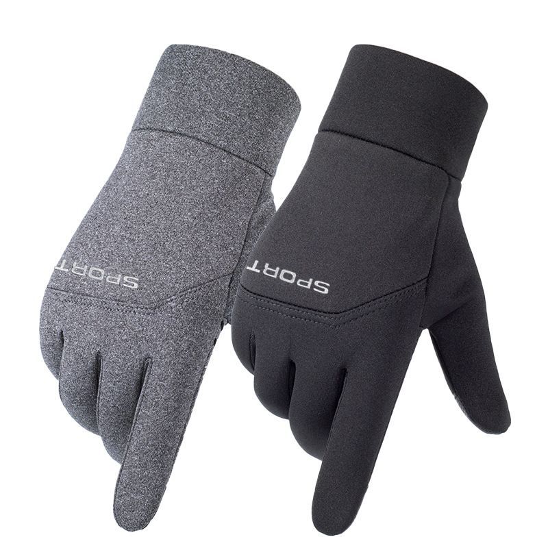 Hombre equipo deportivo al aire libre guantes de ciclismo otoño invierno cálido más vello impermeable pantalla táctil antideslizante conducir guantes de pesca