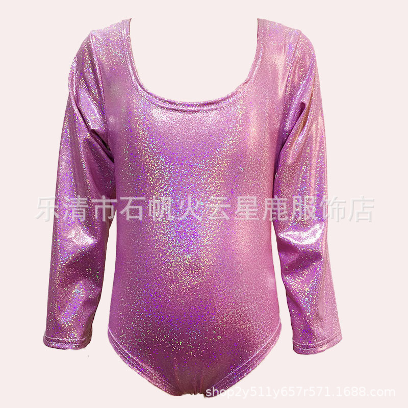Ropa de rendimiento de manga larga de una pieza calzoncillos Ropa de baile latino con lentejuelas Ropa de práctica de baile Niñas Ropa de competición Fábrica de pelo liso