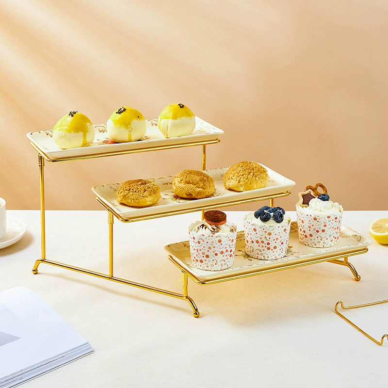 European -style ceramic snacks home three -layer cake dessert dessert dessert candy snack pallet party afternoon tea pastry plate