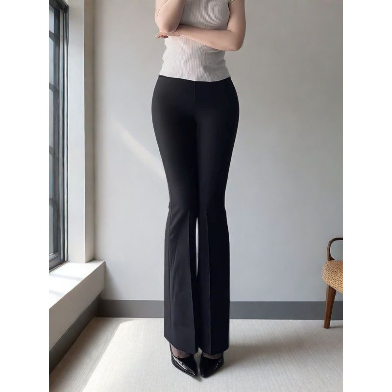 ドレープスーツパンツ、マイクロフレアパンツ、春夏通気性ハイウエストスリムカジュアルパンツ、小柄な人向けのエクストラロングフロアレングス馬蹄パンツ|undefined