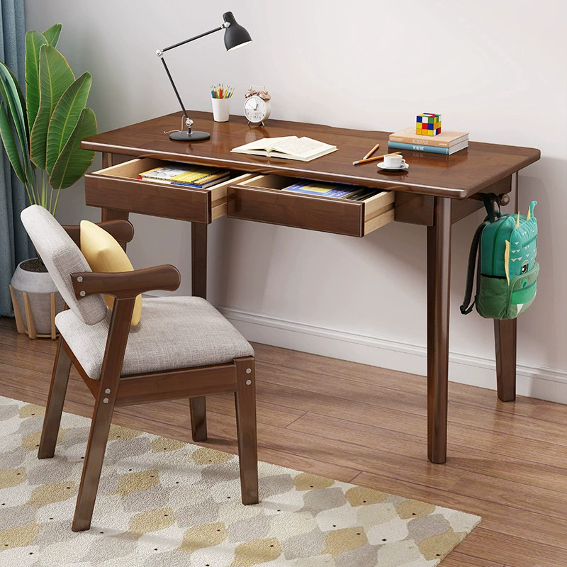 Стол из цельного дерева Журнал Простой домашний студенческий учебный стол в японском стиле Белый настольный компьютерный стол Спальня в скандинавском стиле