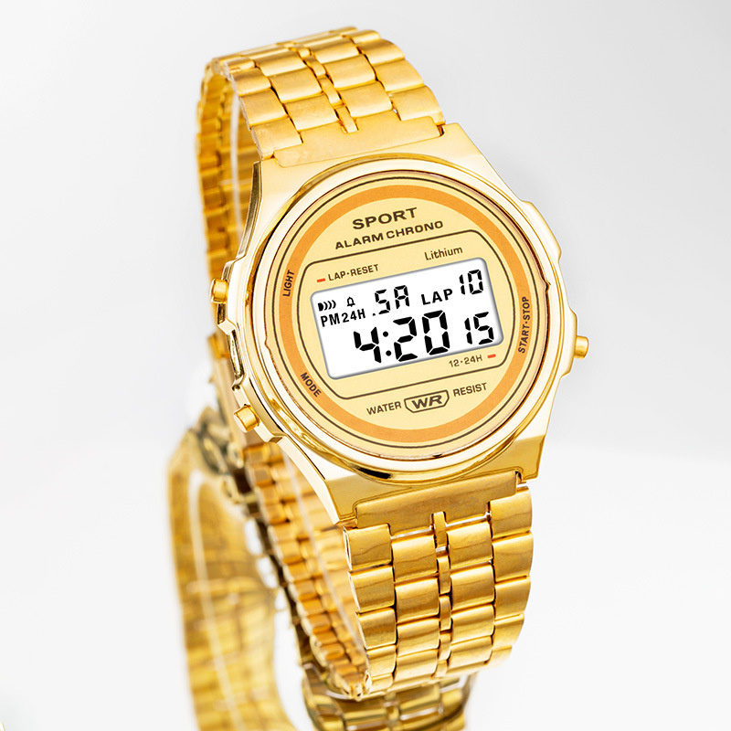 Nuevo reloj electrónico de estudiante masculino y femenino redondo Harajuku moda acero inoxidable con reloj electrónico multifuncional fábrica al por mayor