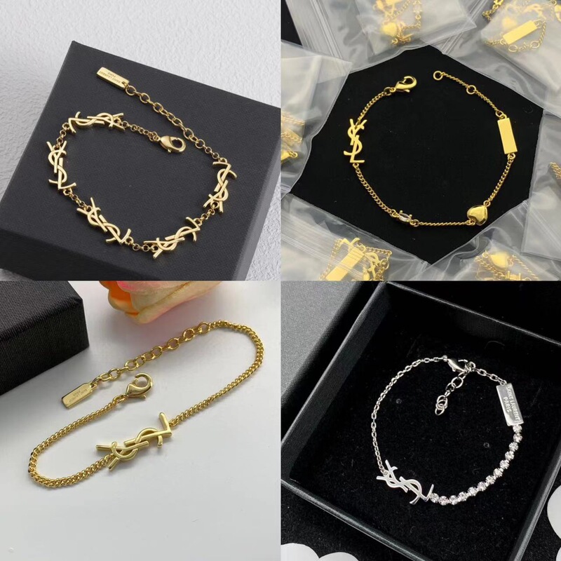 Saint Family Yangshulin Alphabet European and American Classic Letter Bracelet Simple Versatile Fashionable Light Luxury Personality Trendy Temperament Gold