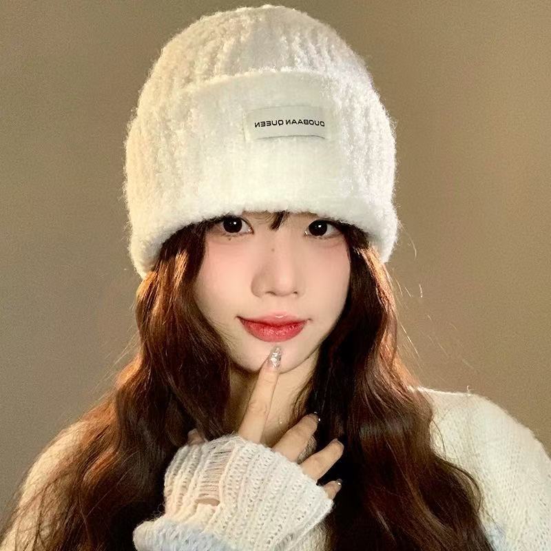 Style Autumn Winter Warm Face Slimming Cold-proof Knitted For Women Korean Patch Soft Pullover Cold Hat_voghion.com