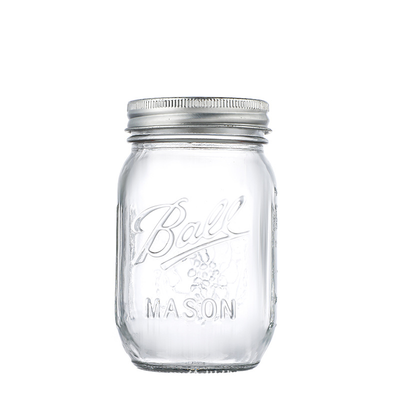 Tarro de albañil de vidrio transparente tarro sellado de la tarro de la ensalada de verduras nueces productos secos de embalaje de almacenamiento de vidrio al por mayor