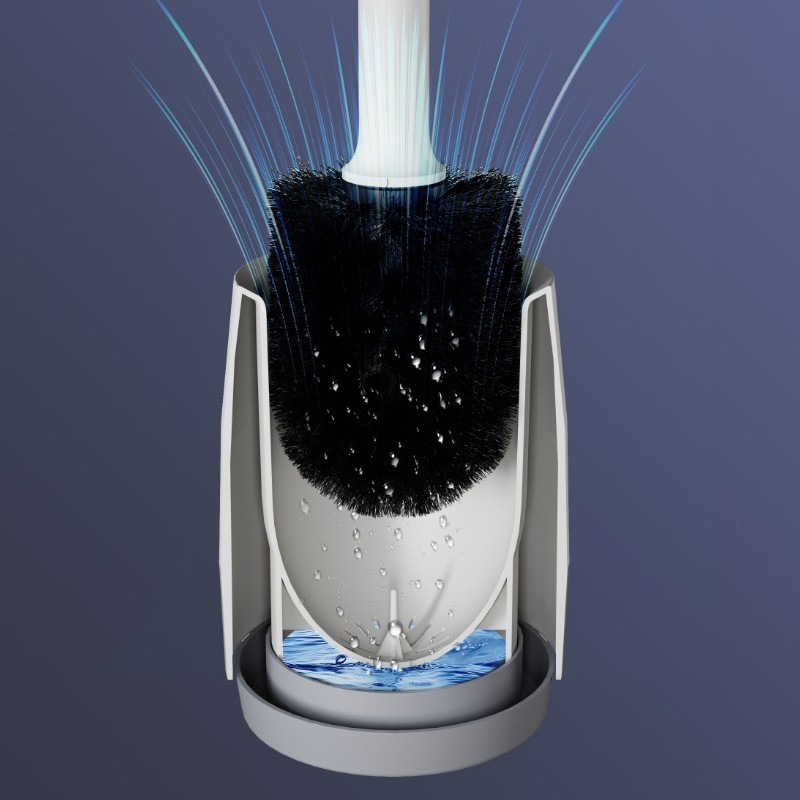 新型植毛トイレブラシ 家庭用 ベース付きトイレ掃除ブラシセット 浴室用長柄プラスチックブラシ