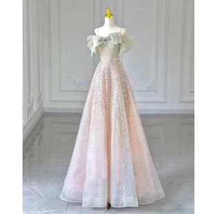 Evening Gown Banquet Dress 2025 New Long Style Niche Fashion Engagement Toast Dress Bride Elegant