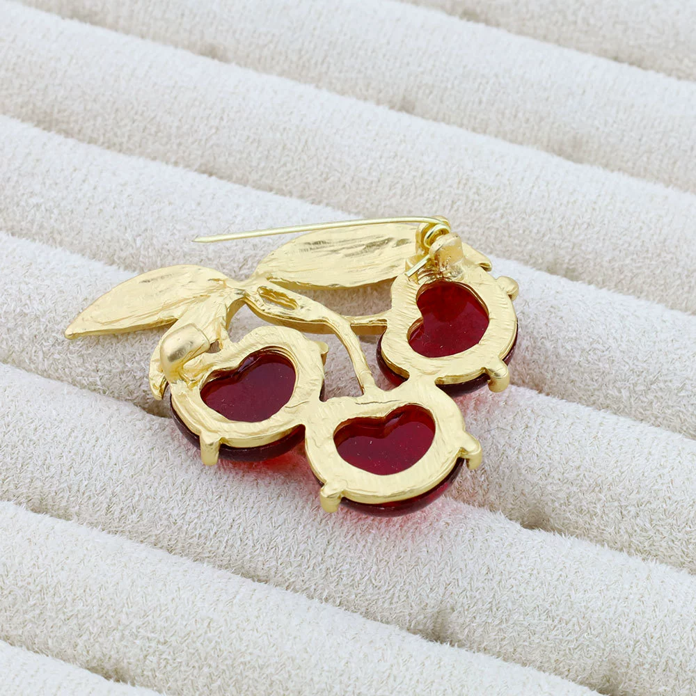 Red small design brooch, sophisticated fruit pin, suit lapel pin, for import