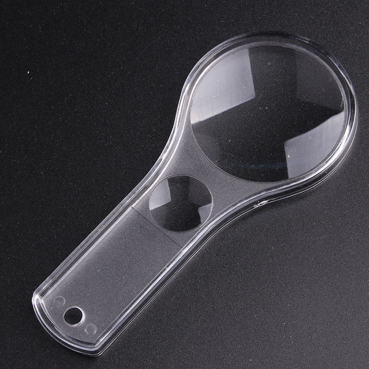 50mm全透明双镜头塑料儿童放大镜便携式手持高清阅读礼品放大镜