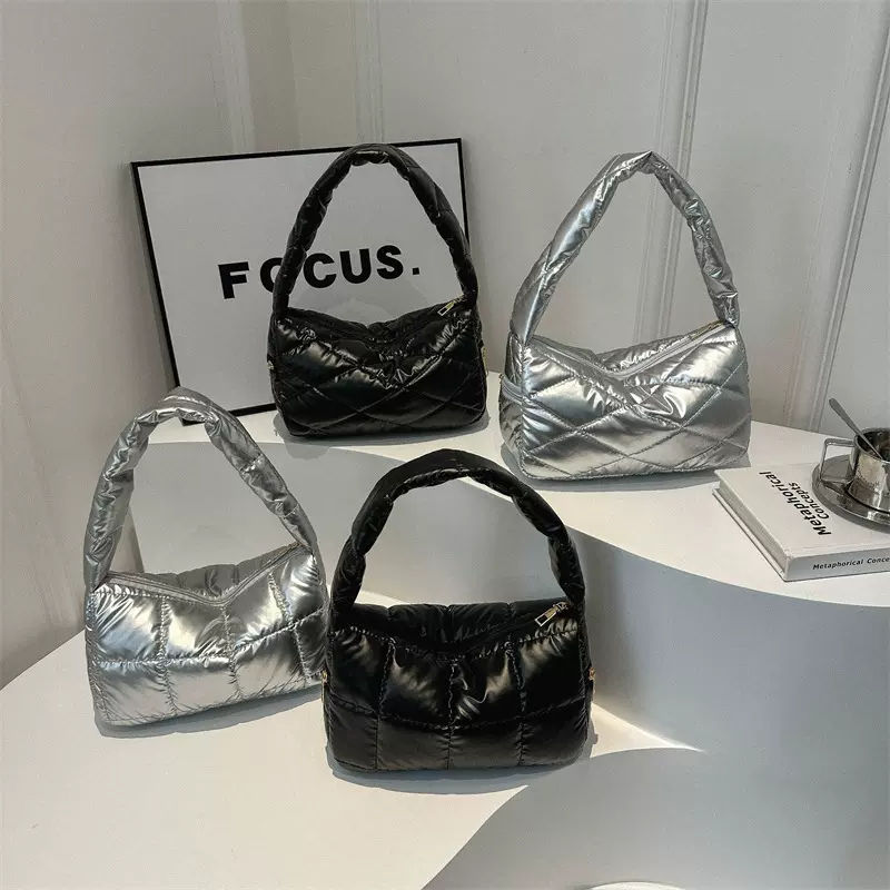 厂家批发时尚简约菱格手提小方包包女2024春季流行新款腋下单肩包