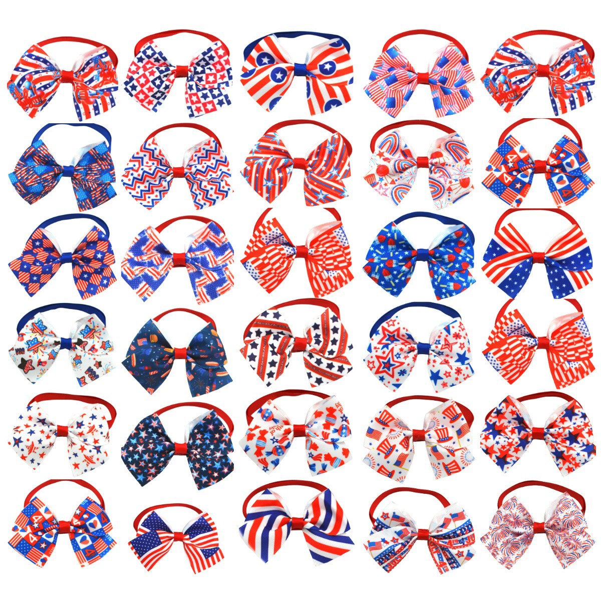 Трансграничные горячие продажи День Независимости Домашние животные Банты Щенки Кошки-бабочки Красный синий белый Домашние головные уборы Вьющиеся головные уборы с головными цветами
