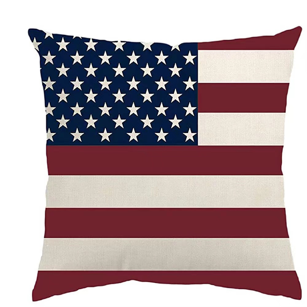 Transfronterizo Día de la Independencia de Amazon impresión lino almohada funda aniversario para celebrar el hogar vestido almohada funda mayorista