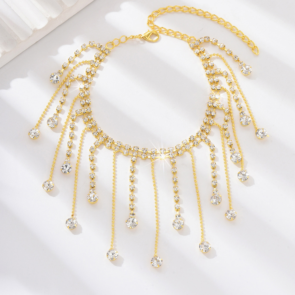 Nuevo estilo de venta caliente de diamante de tobilla de tobilla damas playa simple doble gota de colgante tobilla al por mayor