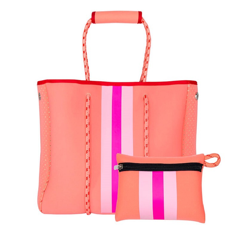 Cross-border Diving Material Beach Bag Large Capacity Ladies Mommy Bag Satchel Shopping Bag Punched Neoprene Beach Bag