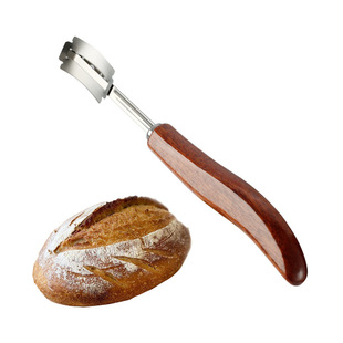 New 304 stainless steel bread cutter curved wooden handle European bread dough trimming knife (including 5 blades)