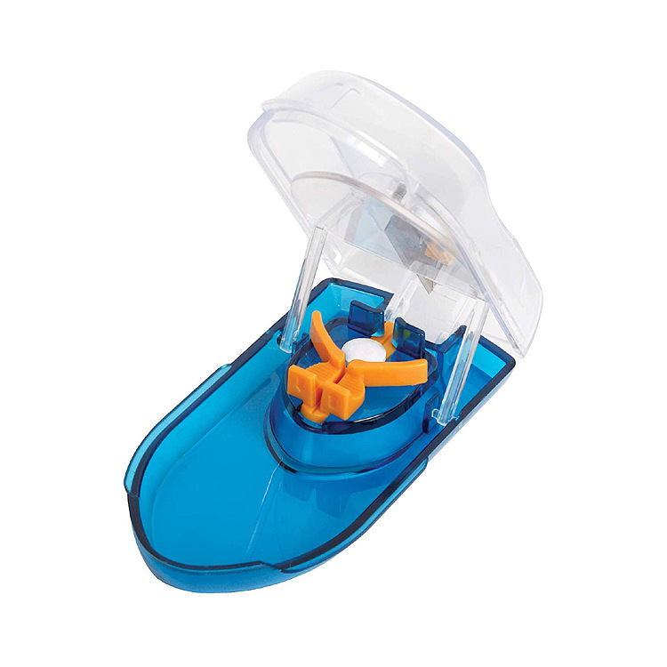 放大镜翻盖切药器 带防护透明切药盒 不锈钢刀片药片分割器 外贸