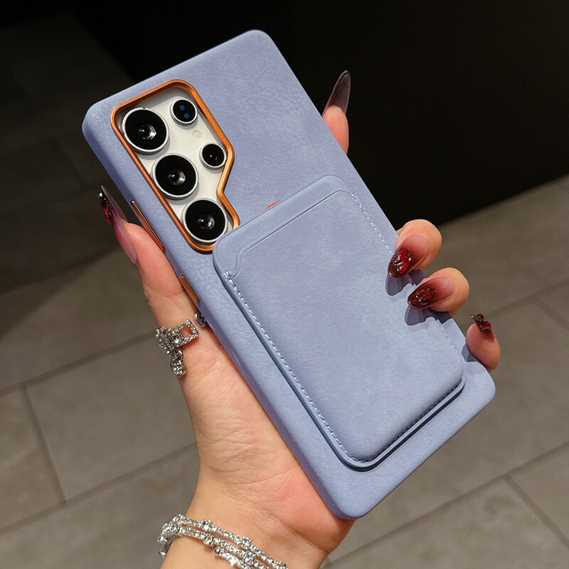 Suitable for Samsung S25Ultra Mobile Phone Case Elephant Leather Pattern with Card Holder Simple and High-End Samsung Series Magnetic Small