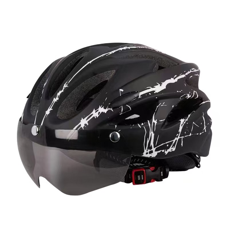 工場卸売自転車マウンテンバイクロードバイク新しいサイクリングヘルメット磁気ゴーグル一体成型ヘルメットテールライト|undefined
