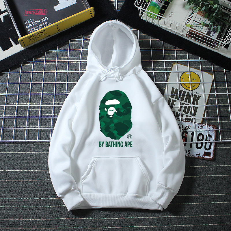 New Autumn and Winter by Bathing Ape Men's and Women's Large Size Long-Sleeved Loose Pullover Hooded Printed Sweatshirt