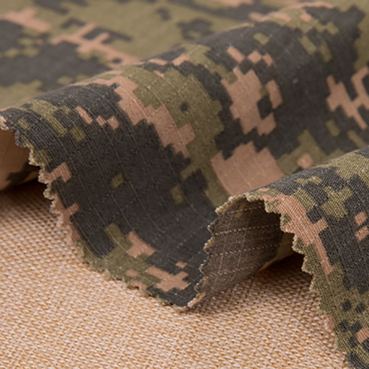 230gsm pequeño diseño anti-desgarro 65% poli 35% algodón camuflaje tela de caza