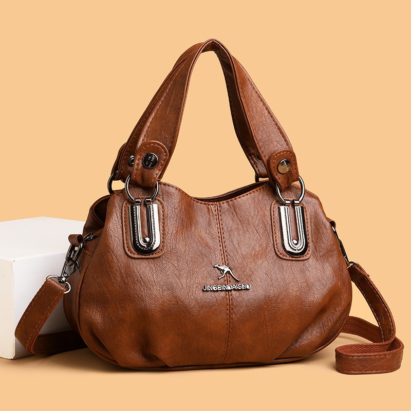 2025 New Popular Model Handbag for Women, Genuine Leather, Soft Leather Shoulder and Crossbody Bag for Middle-Aged Ladies