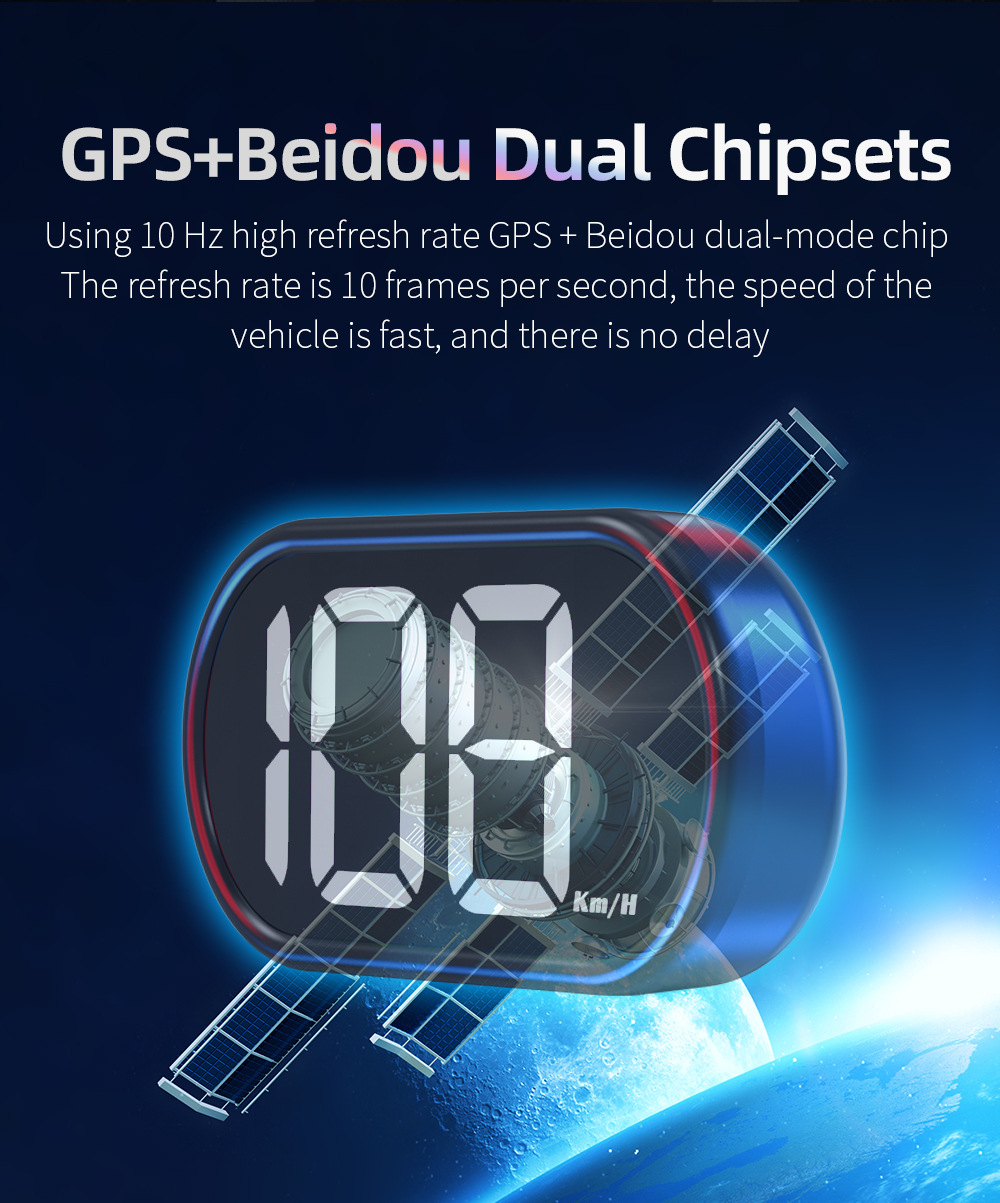 Car HUD Head-Up Display Beidou GPS Dual-Core No-Latency High-Definition Speedometer Head-Up Instrument X2 Universal Model