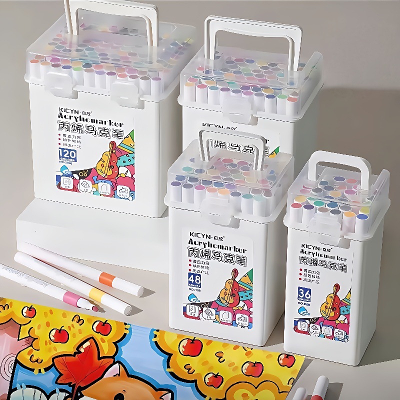 Marcador de acrílico pintado de arte infantil pintado de graffiti color opaco pincel de color plegable acuarela marcador