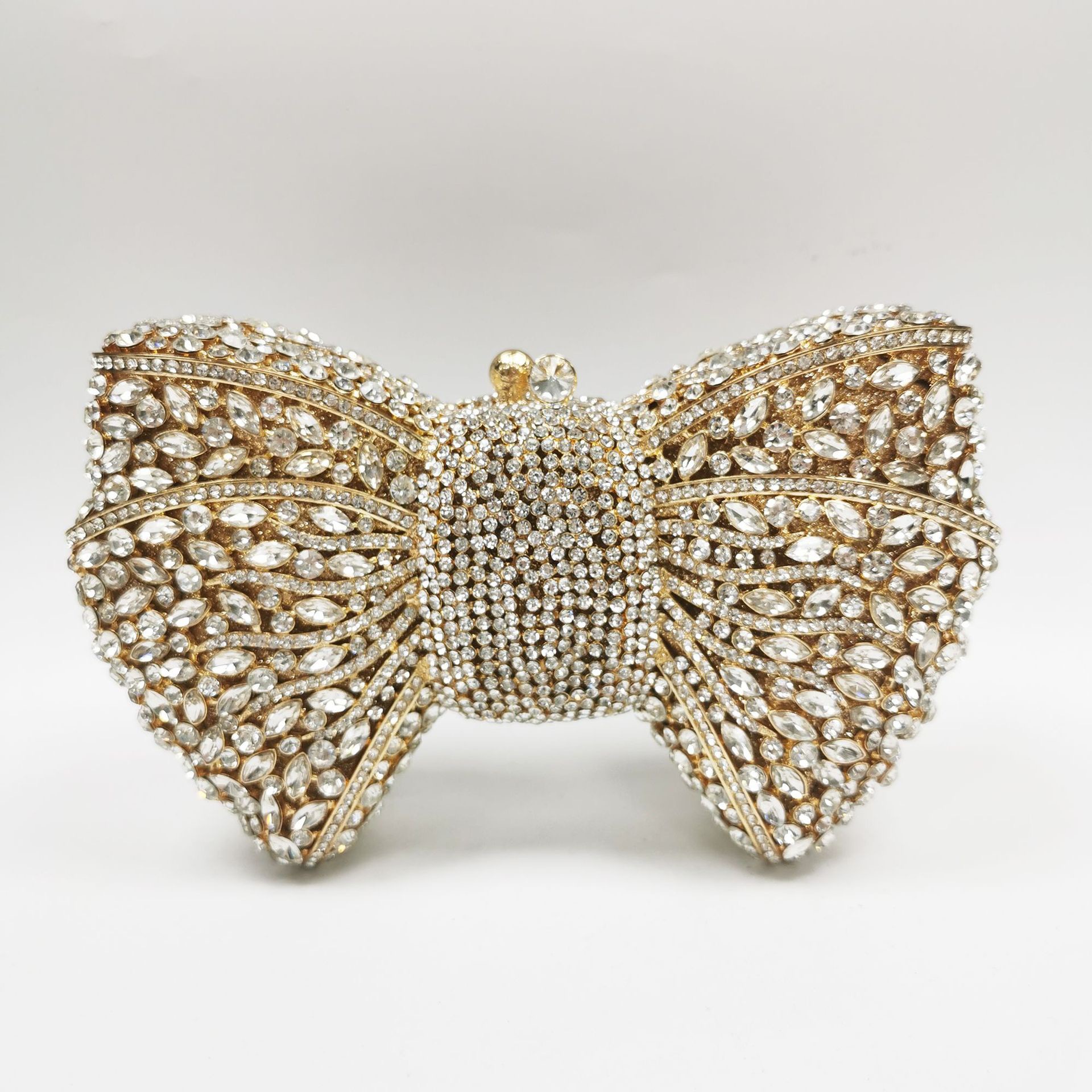Bow cristal embrague de arco transfronterizo bolsas de cena de diamantes perforadas bolsas de mano de diamantes llenas bolsas de banquete