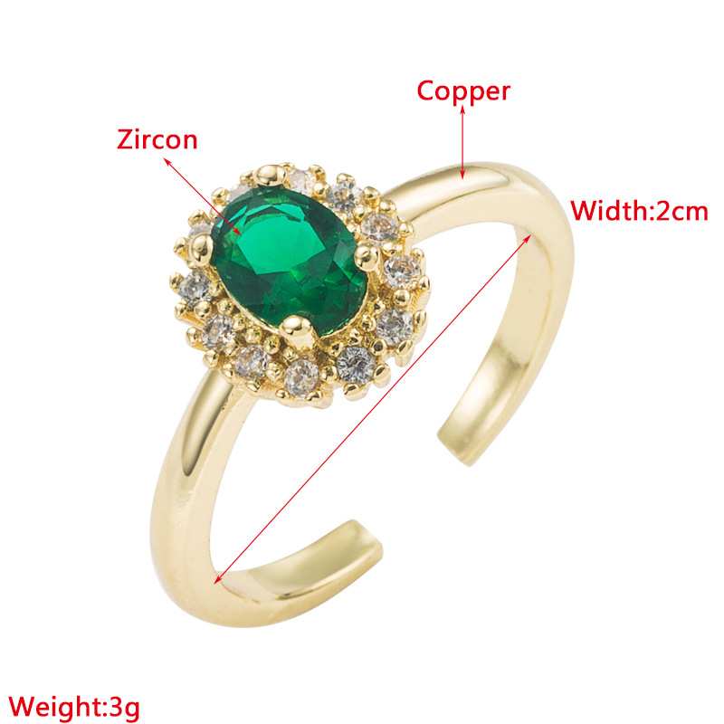 Fashion Geometric Copper Rings Inlay Zircon Copper Rings
