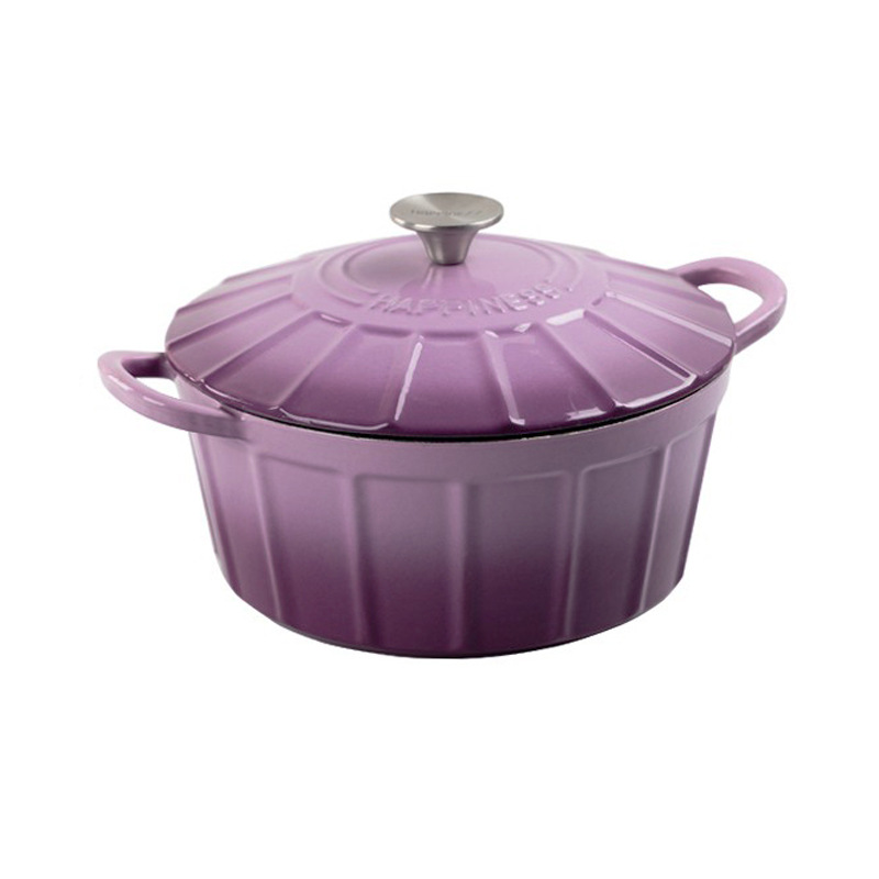 Pequeña felicidad 25cm esmalte plisado olla de sopa doméstica multifuncional antiadherente olla de inducción universal