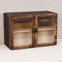 复古风桌面收纳盒实木质玻璃储物柜杯架实木餐边柜家用桐木置物柜