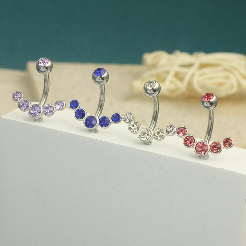 304 Stainless Steel Material Solid Color Pattern 1 Piece Belly Rings Simple Style Classic Style Solid Color 304 Stainless Steel Inlay Zircon Belly Rings