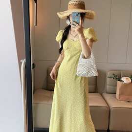 2026新款年轻少女夏季收腰连衣裙女气质显瘦裙子图片色薄纱修身型