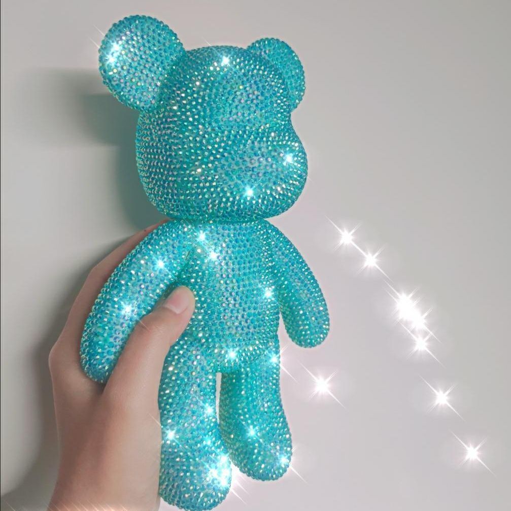 Oso embrionario blanco + diamante azul Lago jalea + pegamento + kit