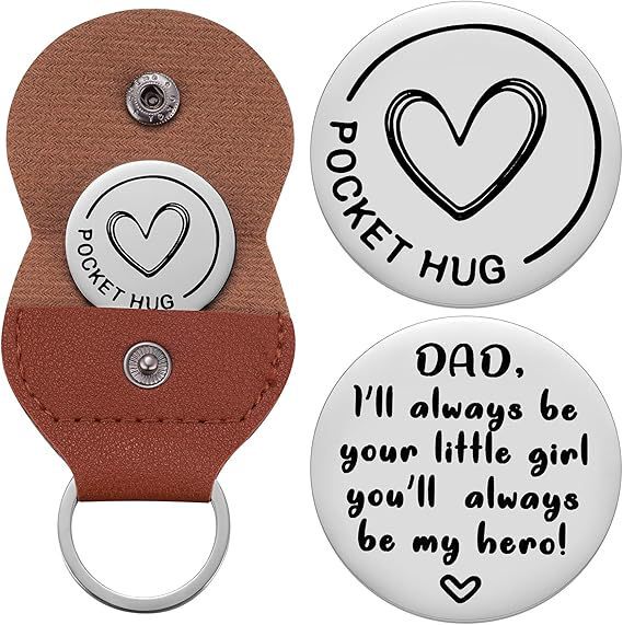 Cross-Border Keychain German Inspirational Hug Lucky Charm Stainless Steel Pocket Token Pu Leather Keychain Wholesale