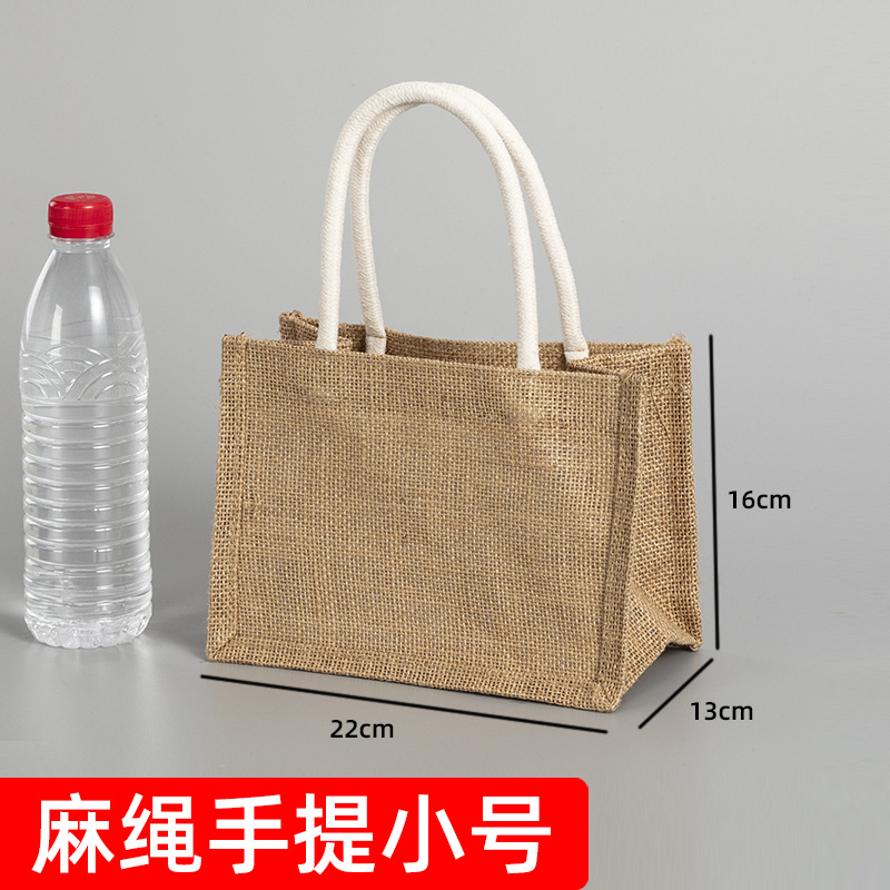 In stock non-printed linen bag custom printed logo handbag linen jute shopping cotton and linen portable tote bag custom