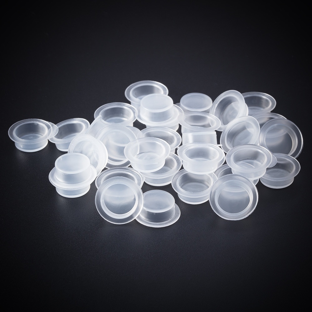 Disposable tattoo color cup translucent flat bottle mouth puncture tool accessories